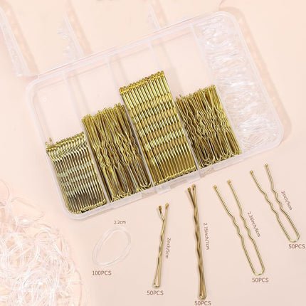 Cross-Border 300-Piece Set Brown Hair U-Shaped Clip Box Metal Hair Clip Set Amazon Bestseller
