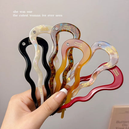 Cross-border Explosions 12.5cm High-grade Acetic Acid U-shaped Hairpin Female Hair Hairpin Back Head Ball Head Disc Hair Headwear Hairpin
