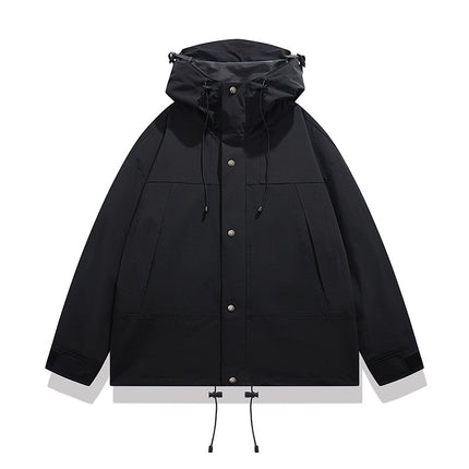 Jacket Men's Autumn 2024 New Arrival Single Rush Clothes Outdoor Couple Color-block Removable Cap Waterproof Loose Jacket