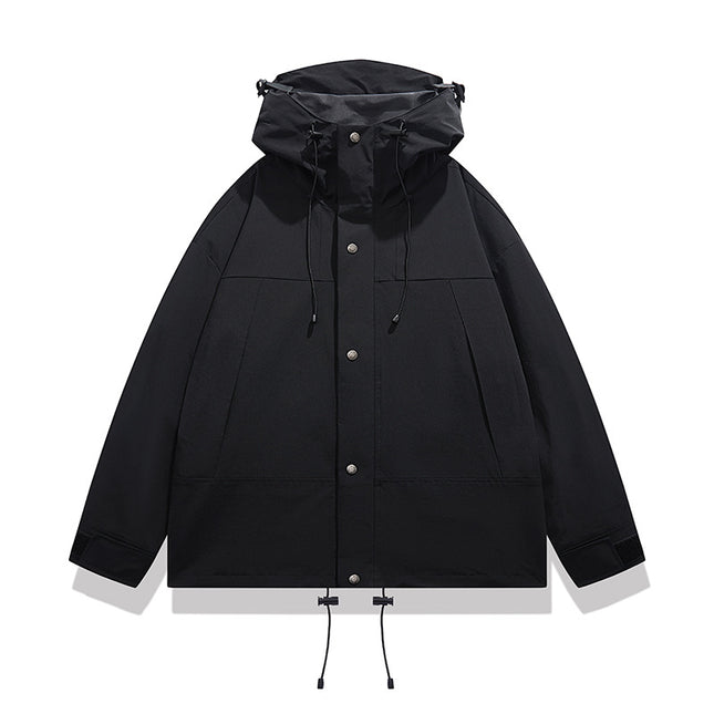 Jacket Men's Autumn 2024 New Arrival Single Rush Clothes Outdoor Couple Color-block Removable Cap Waterproof Loose Jacket