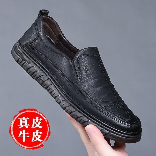 2023 Summer new men's shoes breathable non-slip slip slip-on deodorant versatile comfortable fashion men's leather shoes