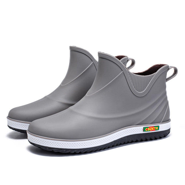 Short Tube Men's Rain Shoes Low-top Outdoor Off-road Water Shoes Lightweight Durable Non-slip Rubber Shoes Kitchen Work Shoes