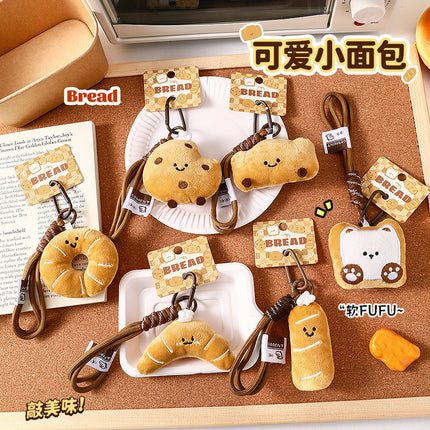 Mo Yan Plush Cute Bread Pendant Rope Series Student Backpack Decoration Gift Doll Keychain