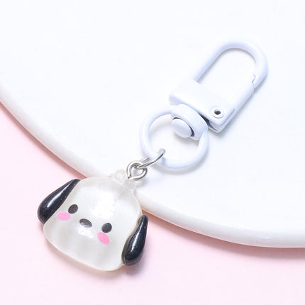 Transparent Animal Three-Creeper European Cinnamon Dog Kuromi Resin DIY Keychain Ring Accessories Pendant