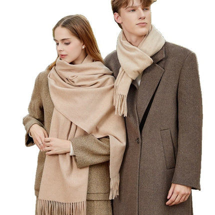 Wool Scarf Women's Winter High-End Couple Scarf Solid Color Easiest for Match 2025 New Korean Cashmere Scarf Wholesale