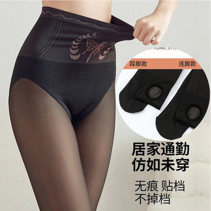 Autumn and Winter Leggings for Women with Velvet Water-Gloss Black Mercerized Leg Artifact Pantyhose Micro-Pressure Slimming Look One-Piece Pants Manufacturer Wholesale