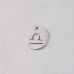 Mirror Stainless Steel 12 Zodiac Sign Round Pendant DIY Jewelry Accessories Gold Coin Titanium Steel Necklace Jewelry