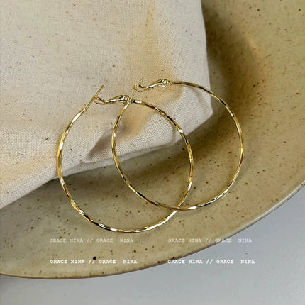 Geometric oval plain ring autumn and winter ear buckle women's fashion temperament high-end earrings cold wind commuting all-match ear jewelry