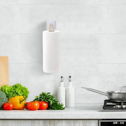Stainless Steel Kitchen Paper Towel Holder Without Punching Lazy Rag Holder Roll Paper Plastic Wrap Wall Hanging Rack Storage Shelf
