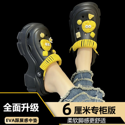 New Fashion Platform Cave Shoes Women's Thick Bottom Increased Anti-slip Internet-famous Cute Beach Sandals for Summer