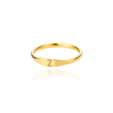 Cross-border 26 English Letter Ring Stainless Steel high quality Niche Design Light Luxury Opening Female Ring Food Ring