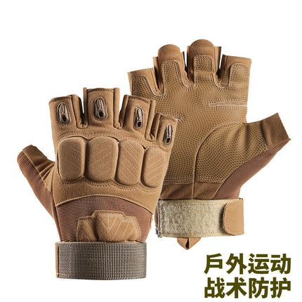 Gloves Outdoor Tactical Half-Finger Cycling Gloves Men's Mountaineering Fitness Training Iron Anti-Slip Electric Vehicle Black Hawk Gloves