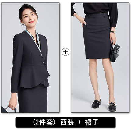 High-end Suit suit Women's Spring and Autumn High-end Temperament Professional Uniform Hotel Front Desk Tooling Beauty Salon Overalls
