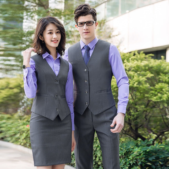 Professional Wear Men's and Women's Vest suit Hotel Front Desk KTV Attendant Work Clothes Billiards Club Embroidered LOGO