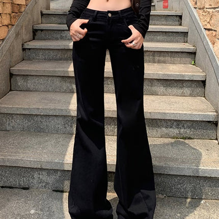 American Light Luxury Women's Jeans Autumn Thin 2024 New Fashion Trendy Micro-sweatpants Slimming Trousers