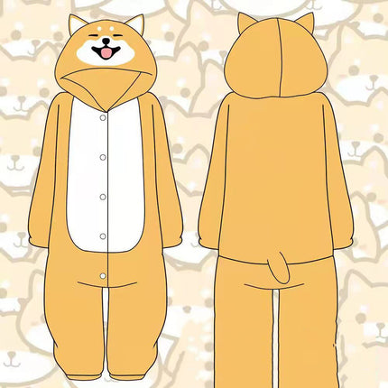 Autumn and Winter Cartoon One-Piece Pajamas for Students Husky Ao Bing Shiba Inu Hamster Couple Two-Dimensional Animation One Piece Dropshipping