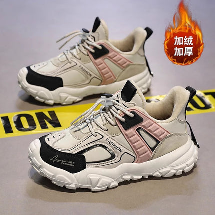 Women's Cotton Shoes 2023 New Autumn and Winter Plush Women's Shoes for Older Children and Junior High School Students Lightweight Soft Sole Sports Running Shoes