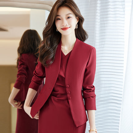 Fashion Suit suit Women's Autumn New High-end Feeling Temperament Goddess Fan Host Secretary White-collar Professional Dress