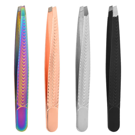 High Precision Fish Eyebrow Clip Tweezers Eyebrow Clip Fake Pancreatic Hair Tweezers Beauty Makeup Tools Black Mirror Light 1.2 Oblique