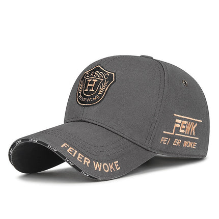 Spring and Autumn Fashion Metal Label Letter Wheat Ear Embroidered Hard Top Baseball Cap for Men and Women Street Sunshade Breathable Cap