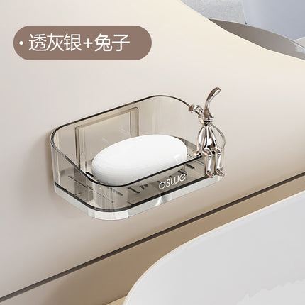 Household High-end Draining Soap Rack Soap Box Bathroom Bathroom Wall-mounted Double-layer Soap Box Non-perforated Storage Rack