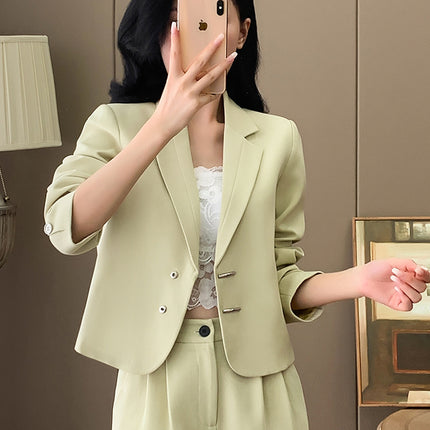 Cross-Border Casual Blazer for Women, Elegant and Petite, Light Workplace Fashion, Workwear Two-Piece Set, Professional Suit Set
