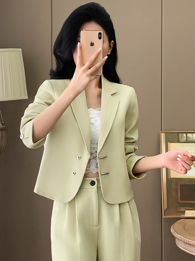 Cross-Border Casual Blazer for Women, Elegant and Petite, Light Workplace Fashion, Workwear Two-Piece Set, Professional Suit Set