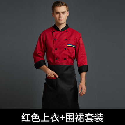 Chef Work Clothes Men's Short-Sleeved Summer Thin Chef Clothes Long-Sleeved White Hotel Canteen Catering Work Clothes Kitchen Chef Clothes