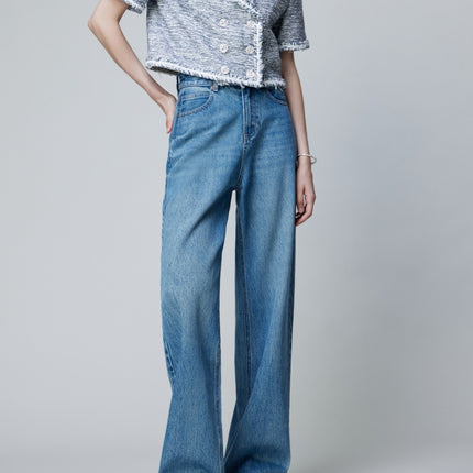 【Special Clearance】Women's Jeans Made of Premium Denim Fabric, Comfortable and Stylish, Slimming Wide-Leg Floor-Length Pants