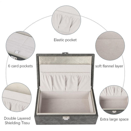 New Crazy Horse Pattern Car Shielded Key Case Oversized Faraday Box Car Key Phone RFID Box Key Box
