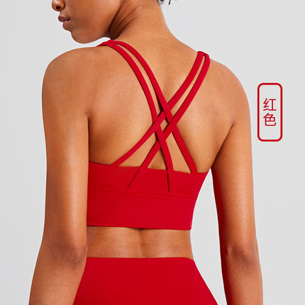 2025 New Naked Sports Vest Women's Shockproof Cross Beautiful Back Fitness Underwear Running Outdoor Sports Bra