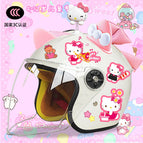 Children's 3c thickening + cat t2 / White half helmet + rocking cat + pink and white butterfly + pink butterfly