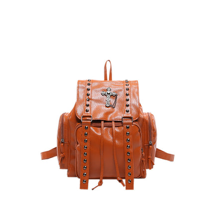 Large Capacity Backpack for Women 2026 New Style Cross-Studded Casual Unique Niche Student Backpack