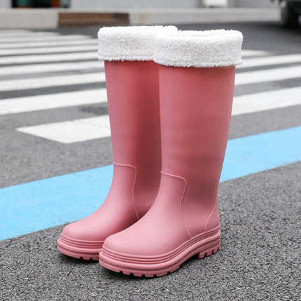 New High-Top Rain Boots for Women, Fashionable Outdoor Fishing Water Shoes, Waterproof and Non-Slip Long-Tube Rubber Shoes, Camping Work Rain Boots