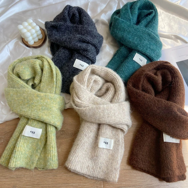 Clothing Matching Scarf Egg with Wool Yarn Scarf for Women Winter Knitted Warm Ins Student Neck Warmer for Men Cross-Border Label