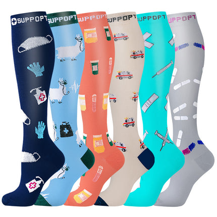 32 6 pairs of Amazon cross-border compression socks suit stockings sports running fitness compression socks calf socks