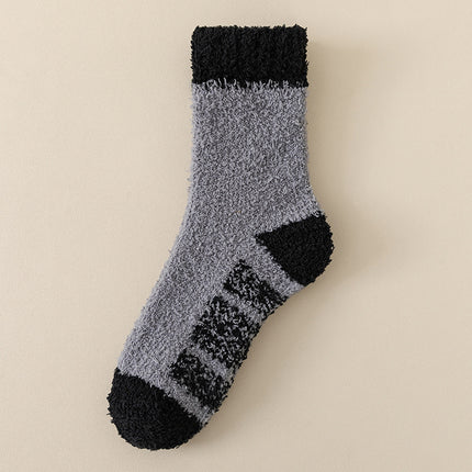 Coral velvet socks men's autumn and winter fleece-lined thick lint-free warm home floor socks foot-warming sleep socks