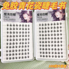 20 rows of 160 clusters of glue-free small flakes blue and white porcelain eyelash book