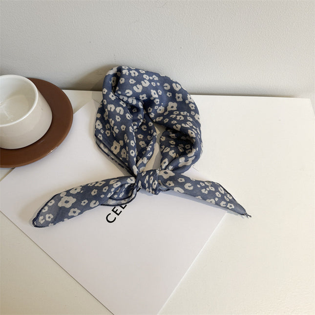 White Color Silk Scarf Printed High-grade All-match Accessories Neck Women's 2025 New Headband Tie Long Scarf