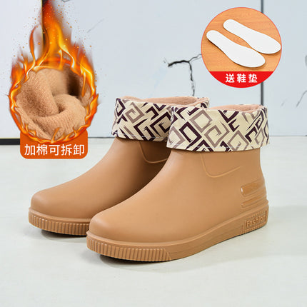 Cross-Border Hot-Selling Low-Cut Rain Boots for Women, Fashionable Water Shoes, New Non-Slip Rain Boots, Adult Warm Water Boots, Rubber Shoes Wholesale