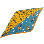 L024-473-01 blue yellow / 70cm wrinkled square towel