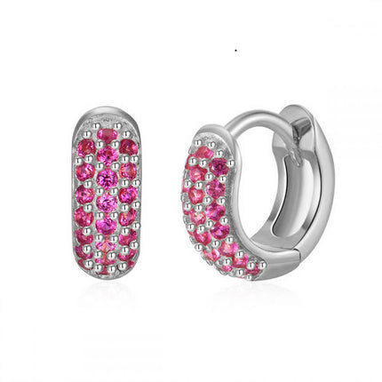 European and American Classic Ins Style Color Zircon Light Luxury Heavy Industry Round Ear Buckle Trendy high quality 24K Gold Plated Earrings