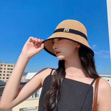 New Hat Women's Sun Hat Folding Large Cornice Hollow Sunscreen Sun Hat 2025 Outdoor Casual Fisherman Hat Basin Hat