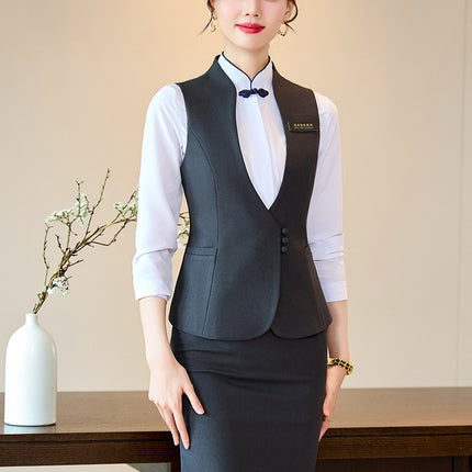 Women's Jewelry Store Sales Professional Suit Vest suit Women's Spring and Autumn Hotel Front Desk Manager Work Clothes Three-piece Set