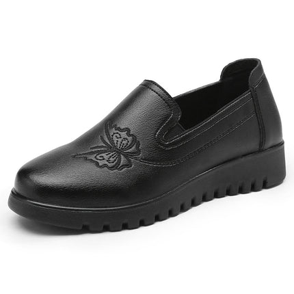 Mom's Shoes Are Comfortable Spring and Autumn Flat Soft-Soled Non-Slip Single Shoes for Women, Middle-Aged and Elderly, 2026 New Model Leather Shoes for Middle-Aged and Elderly