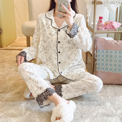 New crepe plus size cotton confinement clothing soft and comfortable sweat-absorbent breathable maternity pajamas