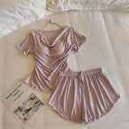 33027.2 # (with fixed chest pad) short sleeves + shorts luo lan ning zi / M