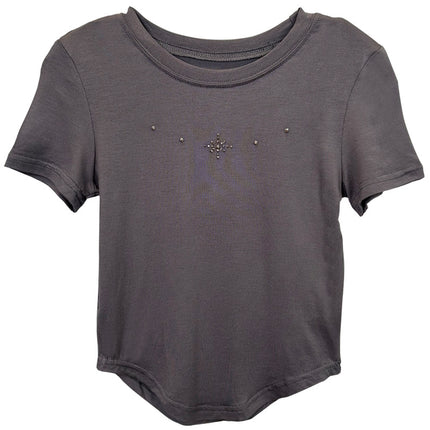 South Korea Dongdaemun new sweet and spicy figure ~ pure feminine hot drilling exposed waist short sleeve T-shirt top