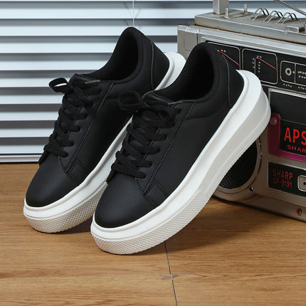 Trendy Casual Sports White Shoes Fashionable All-Match Couple's Trendy Shoes Platform-Sole Wear-Resistant Bread Shoes Lace-Up Comfortable School Shoes