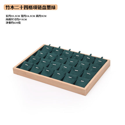 Fresh bamboo wood 24 grid pendant plate necklace pendant lucky card lucky beads jewelry tray window display props